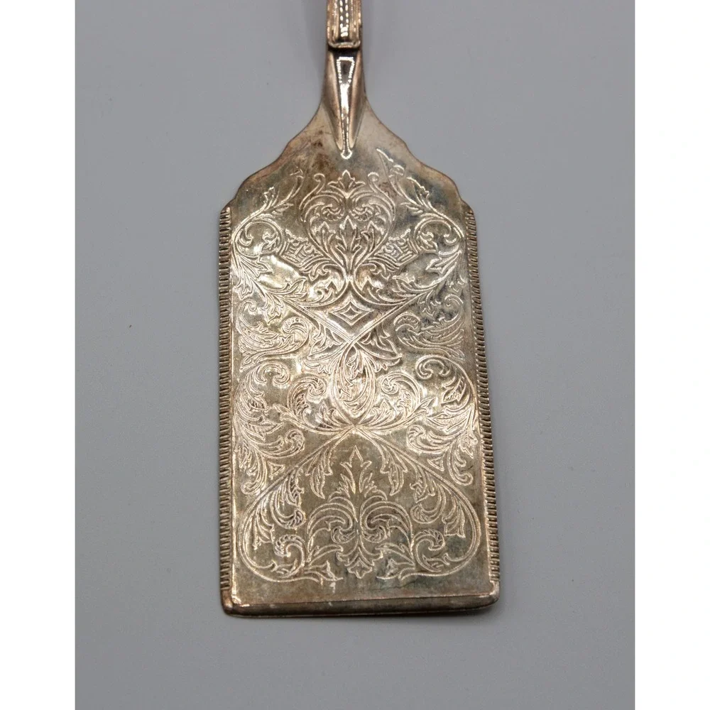 Silver Plated Etched‎ Floral Cake Pastry Server Shell Handle Vintage Style 10.5